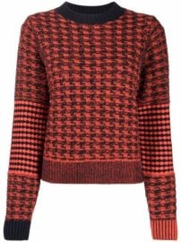 Shop Victoria Beckham houndstooth-knit panelled jumper with Express Delivery - at Farfetch