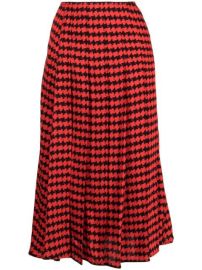 Shop Victoria Beckham houndstooth-print midi pleated skirt with Express Delivery - at Farfetch