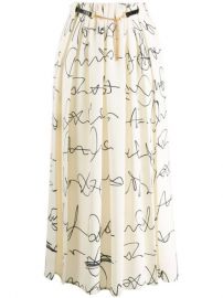 Shop Victoria Beckham signature print belted midi skirt with Express Delivery - at Farfetch