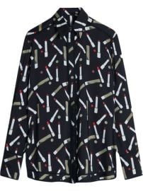 Shop Victoria Victoria Beckham lipstick-print long-sleeve shirt with Express Delivery - at Farfetch