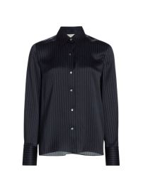 Shop Vince Pinstriped Silk Blouse at Saks Fifth Avenue