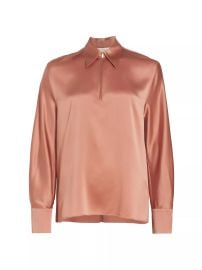 Shop Vince Silk Satin Half-Zip Blouse at Saks Fifth Avenue