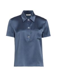 Shop Vince Silk Short-Sleeve Polo Top at Saks Fifth Avenue