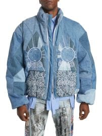 Shop Who Decides War Embroidered Denim Bomber Jacket at Saks Fifth Avenue