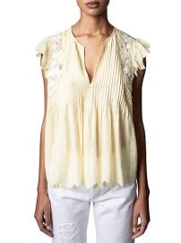 Shop ZADIG VOLTAIRE Tiara Tomboy Pintucked Cotton-Blend Top at Saks Fifth Avenue