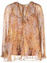 Shop ZIMMERMANN Concert lace-up blouse with Express Delivery - at Farfetch