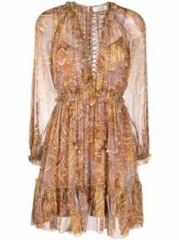 Shop ZIMMERMANN Concert lace-up paisley-print dress with Express Delivery - at Farfetch