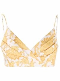 Shop ZIMMERMANN Postcard floral linen bustier top with Express Delivery - at Farfetch