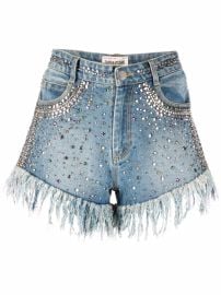 Shop ZadigampVoltaire embellished frayed-edge denim shorts with Express Delivery - at Farfetch