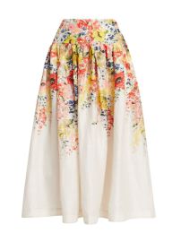 Shop Zimmermann Alight Basque Floral Linen Midi-Skirt at Saks Fifth Avenue