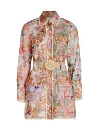 Shop Zimmermann Cira Belted Floral Linen Shirtdress at Saks Fifth Avenue