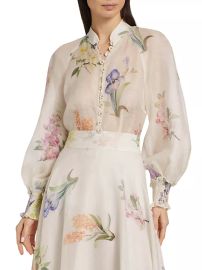 Shop Zimmermann Natura Linen-Silk Floral Blouse at Saks Fifth Avenue