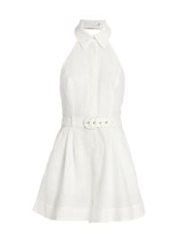 Shop Zimmermann Tiggy Belted Linen Halter Playsuit at Saks Fifth Avenue