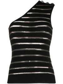 Shop black Balmain striped one-shoulder top with Express Delivery - at Farfetch