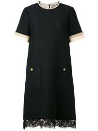 Shop black Gucci pearl-embellished shift dress with Express Delivery - at Farfetch