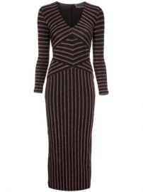 Shop black amp metallic Fleur Du Mal Mitered striped longsleeve dress with Express Delivery - at Farfetch