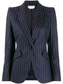 Shop blue Alexander McQueen fitted pinstripe blazer with Express Delivery - at Farfetch