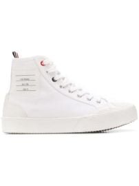 Shop blue amp red Thom Browne logo-patch high-top sneakers with Express Delivery - at Farfetch