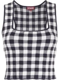 Shop blue amp white STAUD gingham knit cropped top with Express Delivery - at Farfetch