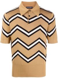 Shop brown Dolce amp Gabbana zig-zag polo shirt with Express Delivery - at Farfetch