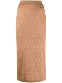 Shop brown Fendi FF motif knitted skirt with Express Delivery - at Farfetch