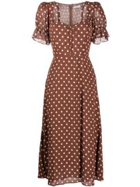 Shop brown amp white Reformation Alta polka dot dress with Express Delivery - at Farfetch