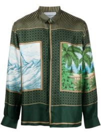 Shop green Casablanca Alchemy print silk shirt with Express Delivery - at Farfetch