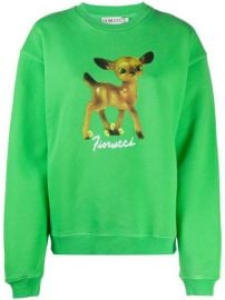 Shop green Fiorucci Deer print cotton sweatshirt with Express Delivery - at Farfetch