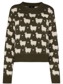 Shop green amp white Alanui brushed sheep crewneck jumper with Express Delivery - at Farfetch