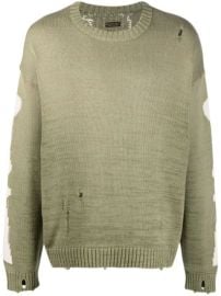 Shop green amp white Kapital skeleton-print distressed-effect jumper with Express Delivery - at Farfetch