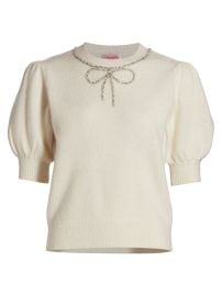 Shop kate spade new york Faux Pearl amp Rhinestone Bow Sweater at Saks Fifth Avenue