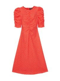 Shop kate spade new york Ruched Dot Stretch Crepe Midi-Dress at Saks Fifth Avenue