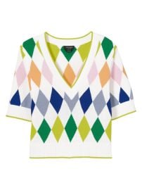 Shop kate spade new york Short-Sleeve Argyle Sweater at Saks Fifth Avenue