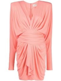 Shop orange Alexandre Vauthier structured-shoulder V-neck mini dress with Express Delivery - at Farfetch