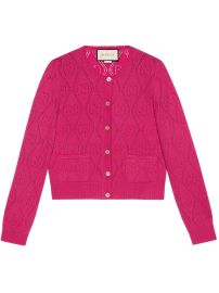 Shop pink Gucci GG perforated wool cardigan with Express Delivery - at Farfetch