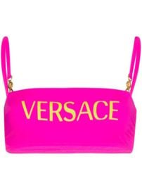 Shop pink Versace logo-print bikini top with Express Delivery - at Farfetch