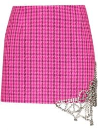 Shop pink amp black AREA crystal-butterfly checked mini skirt with Express Delivery - at Farfetch