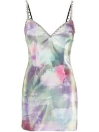 Shop pink amp green AREA crystal-trim cloud-print dress with Express Delivery - at Farfetch