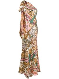 Shop pink amp neutral Moschino baroque-print one-shoulder dress with Express Delivery - at Farfetch