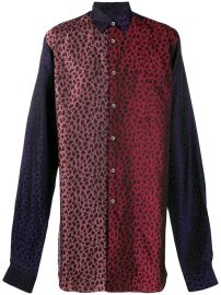 Shop purple amp red Comme Des GarxE7ons Homme Plus leopard print panelled long-line shirt with Express Delivery - at Farfetch