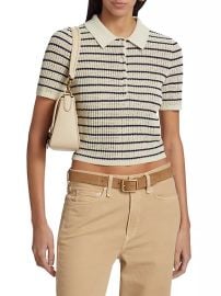 Shop rag bone Viola Stripe Crop Polo Shirt at Saks Fifth Avenue