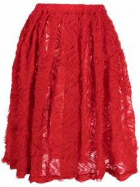 Shop red Comme Des GarxE7ons Girl tulle-appliquxE9 pleated skirt with Express Delivery - at Farfetch