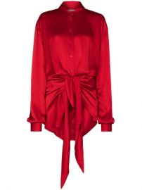 Shop red The Attico tie-front shirt dress with Express Delivery - at Farfetch