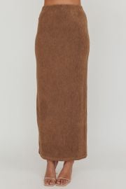 Shop the Calculated Ribbed Knit Maxi Skirt Brown at Selfie Leslie