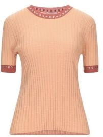 Short Beige Sleeve Knit Crewneck Top by Chloe at Yoox