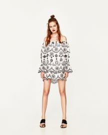 Short Dress with Schiffli Embroidery EMBROIDERY at Zara