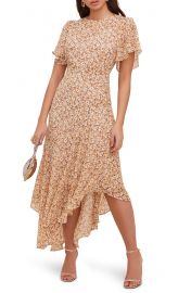 Short Flutter Sleeve Assymetric Maxi Dress by ASTR The Label at Nordstrom