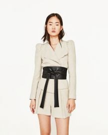 Short Jacket Contrasting Sash at Zara