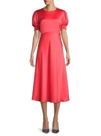 Short Puffed-Sleeve Midi Dress at Saks Off 5th