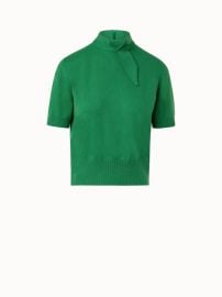 Short Sleeve 100 Cashmere Top with Knot Mockneck at Akris